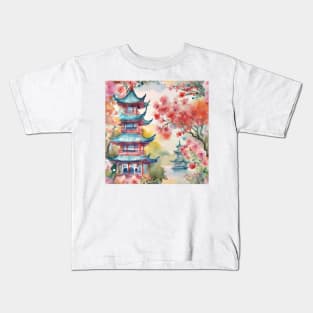 Autumn chinoiserie landscape Kids T-Shirt